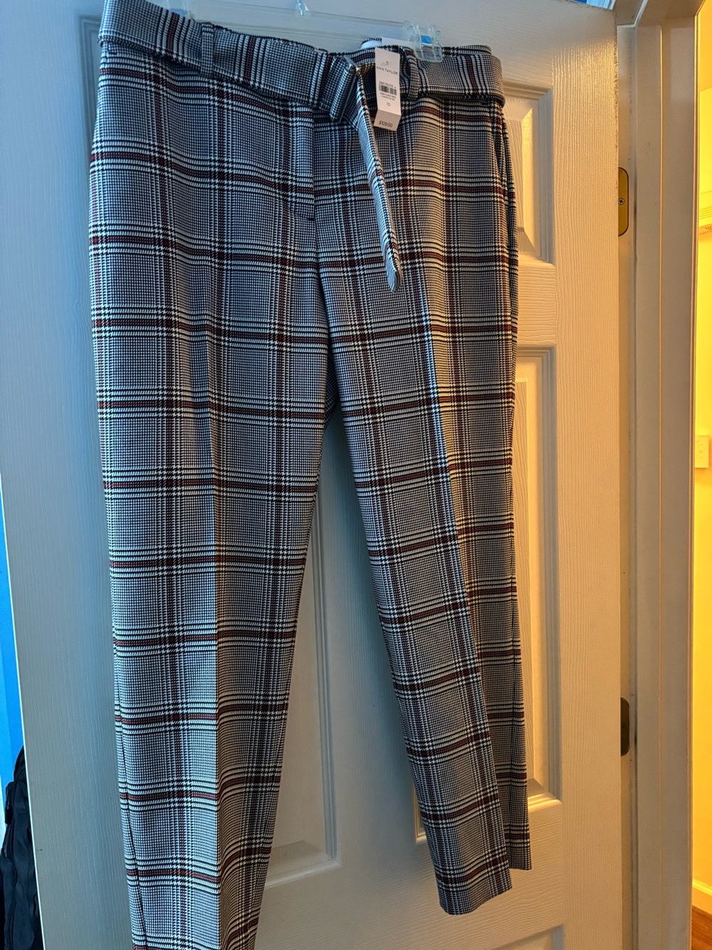 Ann Taylor Plaid Belted Ankle Dress Pants